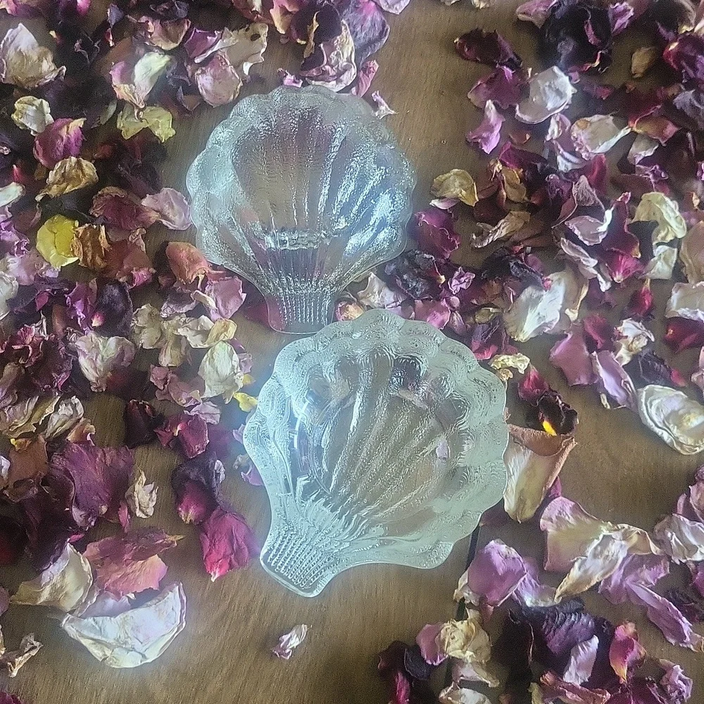 Glass Shell Trinket Dish Pair of Two